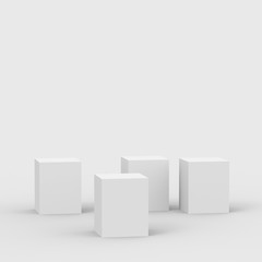Obraz premium 3d gray white cube and box podium .. minimal scene studio background. Abstract 3d geometric shape object illustration render. Display for online business product.