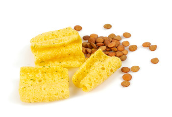 lentil chips isolated on white background