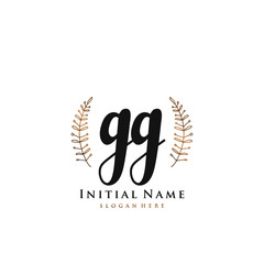 GG Initial handwriting logo vector