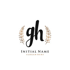 GH Initial handwriting logo vector