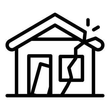 Destroyed house icon. Outline destroyed house vector icon for web design isolated on white background