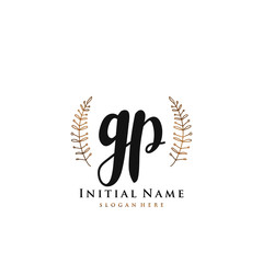 GP Initial handwriting logo vector