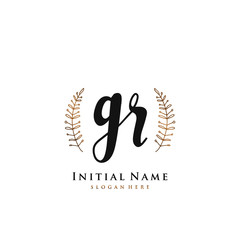 GR Initial handwriting logo vector