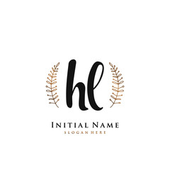 HL Initial handwriting logo vector