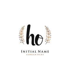 HO Initial handwriting logo vector
