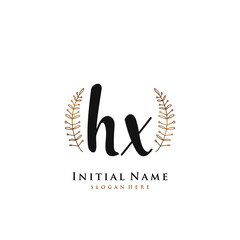 HX Initial handwriting logo vector