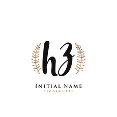 HZ Initial handwriting logo vector