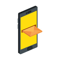 smartphone device with envelope isolated icon vector illustration design