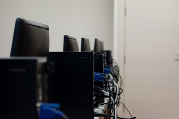 Close up Computer in the computer class