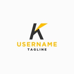 letter k logo design inspiration . letter K with yellow accent . busines logo template