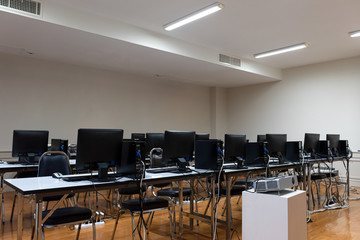 Close up Computer in the computer class