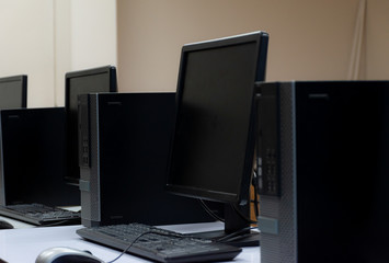 Fototapeta na wymiar Close up Computer in the computer classroom