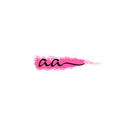 Initial AA handwriting logo of initial signature, make up, wedding, fashion, with watercolor brush stroke template