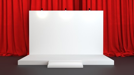 Fabric Pop Up basic unit Advertising banner media display backdrop, empty background, press wall with