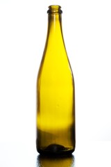 empty wine bottle vertically on a white background