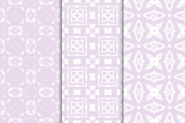 Set of seamless patterns. Stylish graphic patterns on a colored background. Template art textures for printing on fabric, wrapping paper, Wallpaper. Vector ornament