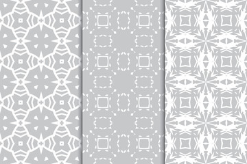 Set of vertical seamless pattern. Decorative geometric texture. Abstract repeating pattern for printing on fabric, wrapping paper
