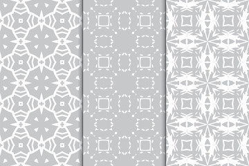 Set of vertical seamless pattern. Decorative geometric texture. Abstract repeating pattern for printing on fabric, wrapping paper