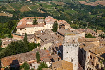 Fototapeta na wymiar View to the historic centre of San Gimignano town, Italy