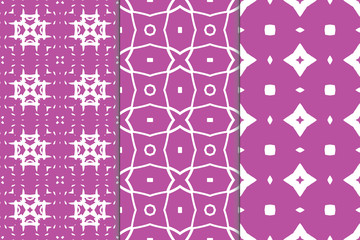 Set of seamless patterns. Stylish graphic patterns on a colored background. Template art textures for printing on fabric, wrapping paper, Wallpaper. Vector ornament