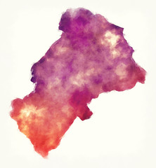 Managua department watercolor map of Nicaragua