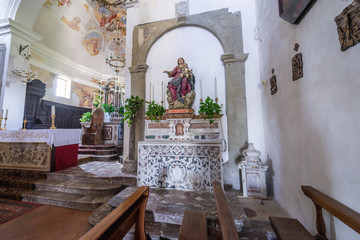 Fototapeta na wymiar Sculpture in Mother Church in Savoca, small village on Sicily Island, Italy