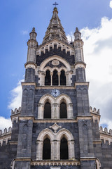 Fototapeta na wymiar Bell tower of Santa Maria Assunta Church in Randazzo, small town on Sicily Island in Italy