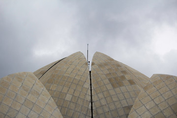 Picturesque landscape with Lotus Temple. New Delhi