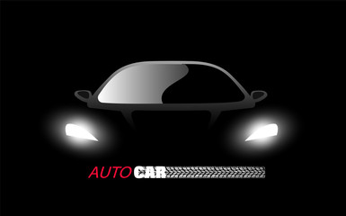 Conceptual silhouette of a modern car vector illustration on black background