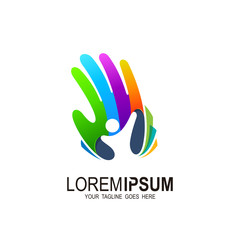 Charity and care logo, emblems and family logo with hand design template