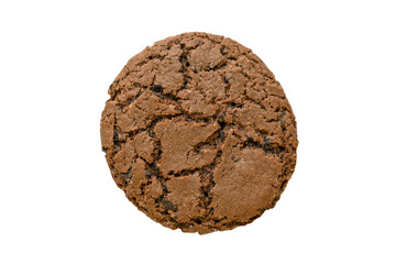 Oaten chocolate cookie isolated on white background