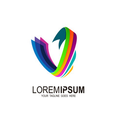 Fototapeta premium V logo , Letter v logo with colorful design technology, 