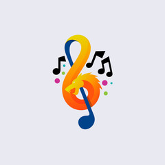 Fototapeta na wymiar Music logo and dragon design combination, Melody icon, Studio logo