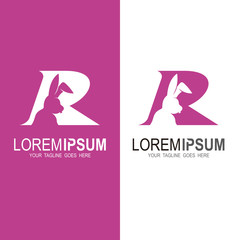R logo and rabbit icon vector, flat design logo