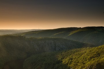 Landscape of the river vltava at sunset