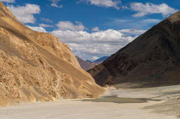 Fototapeta premium Sandy terrain near pangong lake, Ladakh, India, Asia