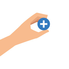 hand and button with cross isolated icon vector illustration design