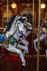 Obraz na płótnie Canvas Ancient German Horse Carousel built in 1896 in Navona Square, Rome, Italy