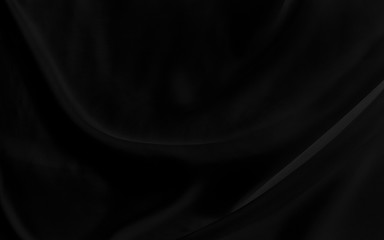 Black gray satin dark fabric texture luxurious shiny that is abstract silk cloth background with patterns soft waves blur beautiful.