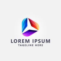 Premium Media Play logo design Vector
