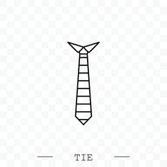Tie Icon line, linear Vector Illustration On white Background Eps 10. Tie Icon in trendy style isolated.  Necktie symbol for your web site design, logo, app, UI. Vector illustration, EPS 10. black