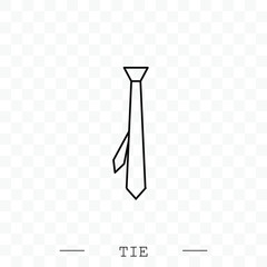 Tie Icon line, linear Vector Illustration On white Background Eps 10. Tie Icon in trendy style isolated.  Necktie symbol for your web site design, logo, app, UI. Vector illustration, EPS 10. black