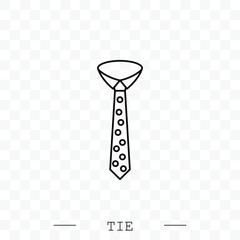 Tie Icon line, linear Vector Illustration On white Background Eps 10. Tie Icon in trendy style isolated.  Necktie symbol for your web site design, logo, app, UI. Vector illustration, EPS 10. black