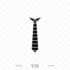 Tie Icon black flat Vector Illustration On white Background Eps 10. Tie Icon in trendy style isolated.  Necktie symbol for your web site design, logo, app, UI. Vector illustration, EPS 10. black