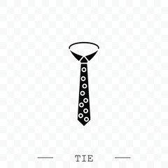 Tie Icon black flat Vector Illustration On white Background Eps 10. Tie Icon in trendy style isolated.  Necktie symbol for your web site design, logo, app, UI. Vector illustration, EPS 10. black