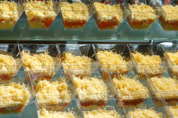 Food in transparent molds