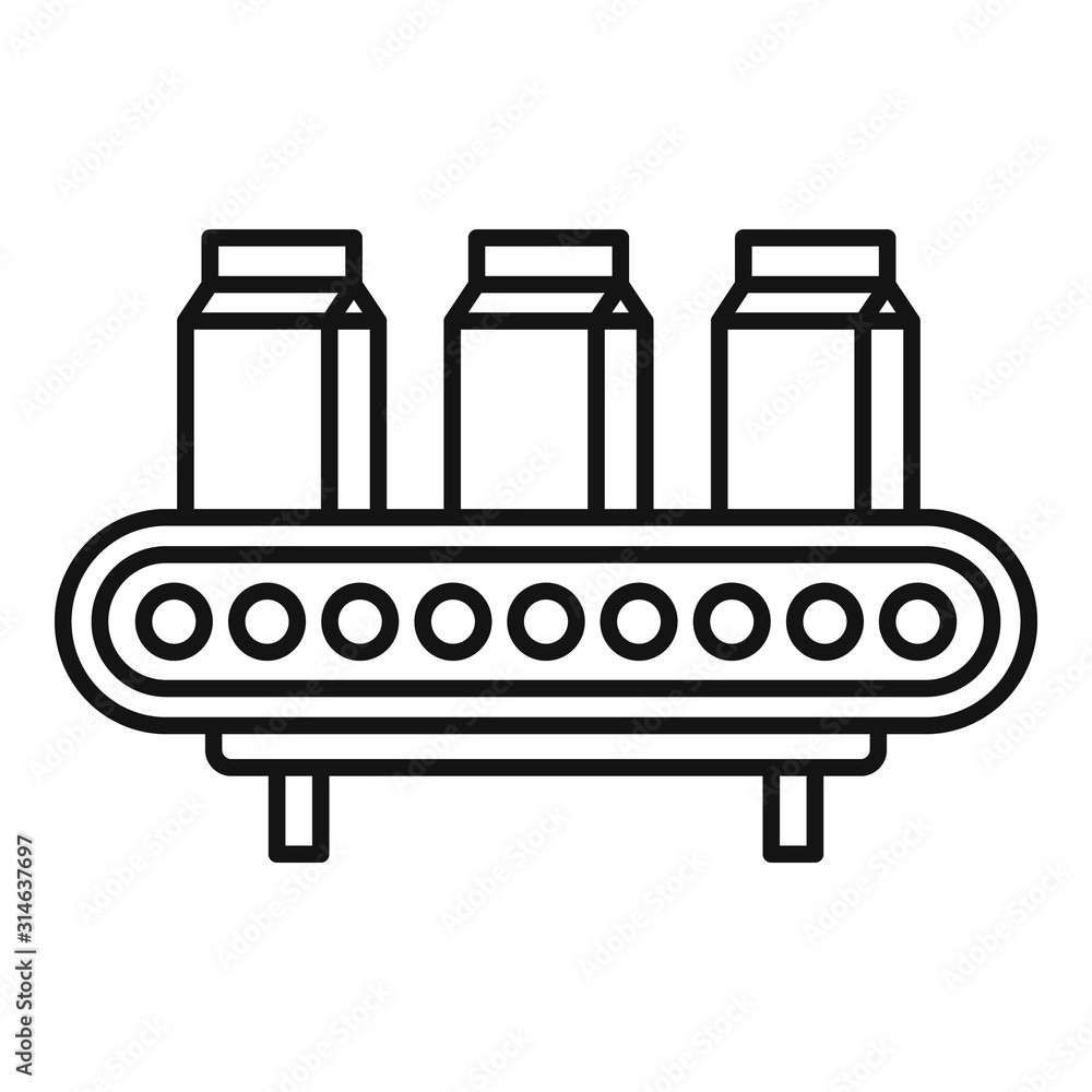 Poster milk package assembly line icon. outline milk package assembly line vector icon for web design isola