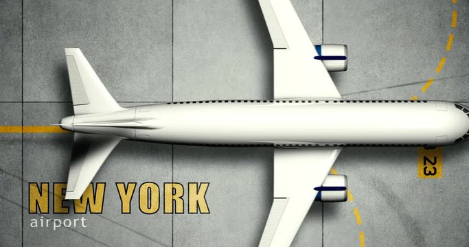 an airliner is taxiing on the tarmac at New York Airport