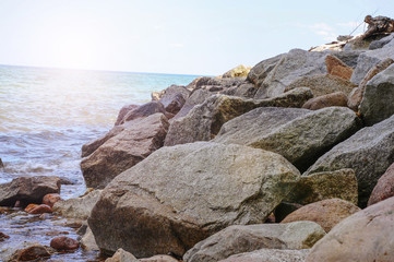 stone beach at dawn