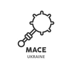 Mace thin line icon. Ukrainian symbols. Vector illustration symbol element for web design.